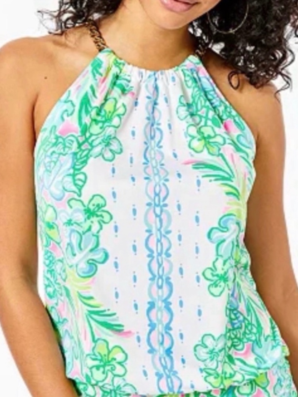 Lilly Pulitzer Resort White Coconut Row Engineered Halter Top